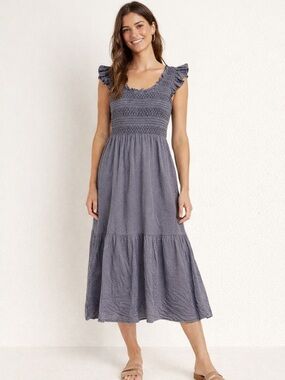 Pomander Place Ophelia Dress Tuckernuck Smocked Gauze Ruffle Sleeve Midi XS